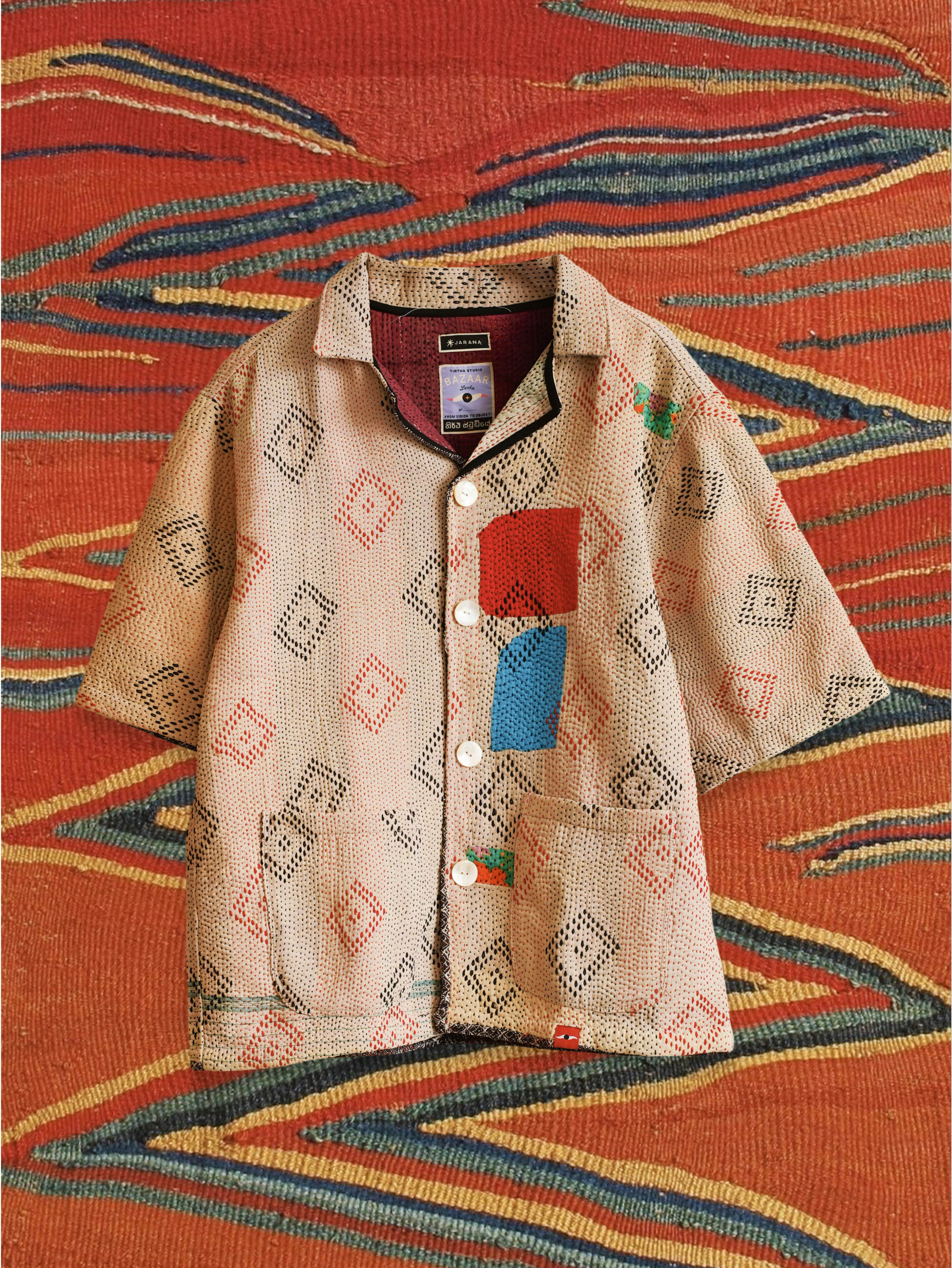 Jarana archive piece made from old kantha textile with hand-stitched cotton layers