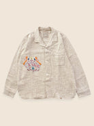 Jarana handloom cotton overshirt featuring antique Kutch embroidery from Gujarat