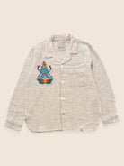 Kutch embroidered handloom cotton overshirt with original Shiva vintage patch from Gujarat